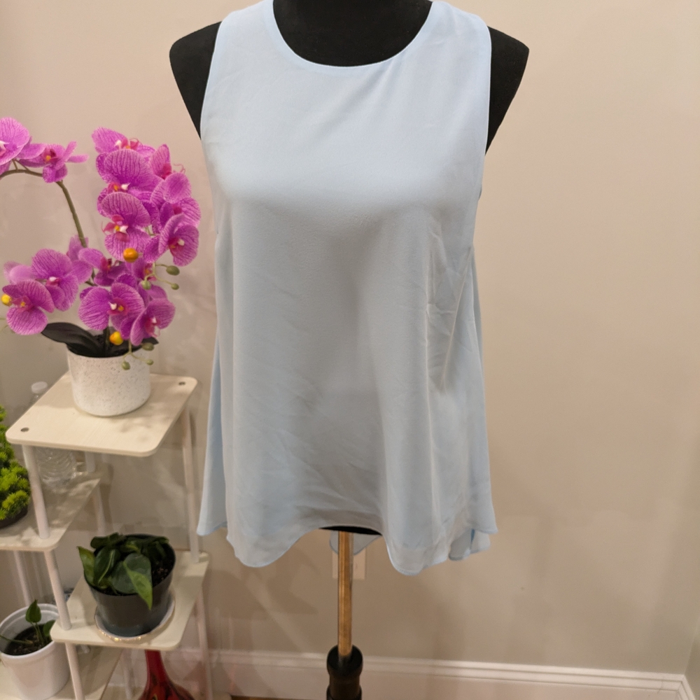 Relaxed Blue Tank Top with High Neckline